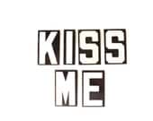 Vintage Metal Sign Letters "Kiss Me" White on Black (2-1/2 inches tall) with Lip - Valentine's Day Decor, Altered Art and More - ThirdShift