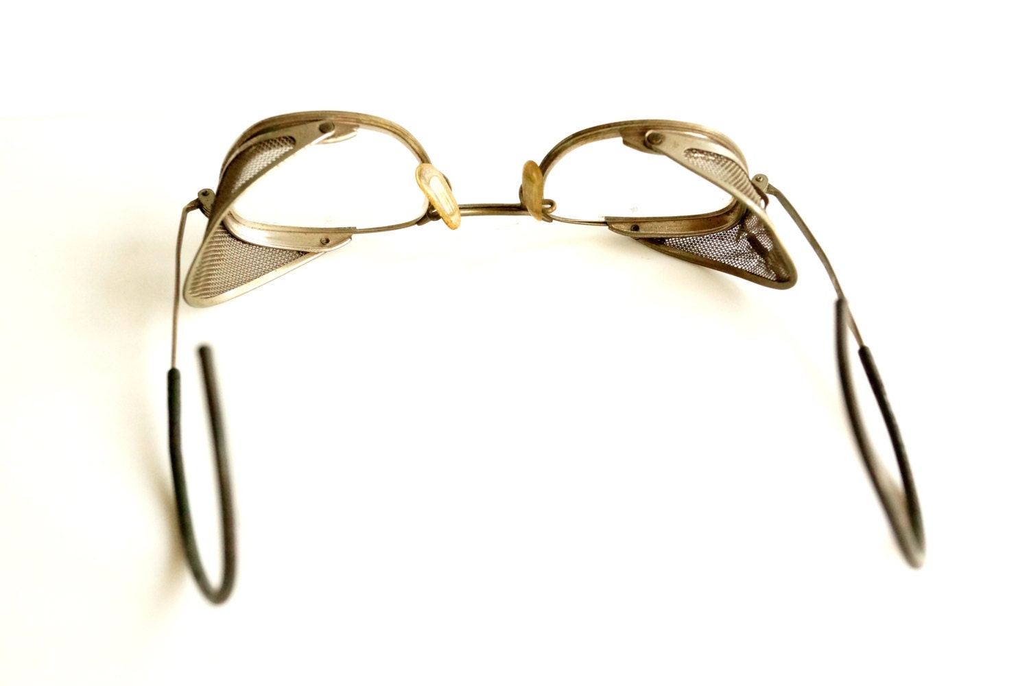 Vintage / Antique Safety Goggles / Glasses with Wire Mesh Sides - Collectible, Steampunk Spectacles / Eyeglasses