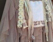 frou frou dance sing ecru taupe tulle ladies boho lace gypsy Prairie Shabby fairy tattered eco party skirt