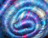 Batt Merino Tussah Bamboo Sari Silk Angelina Repeatable Colorway 1.64 oz 47g Ready to Ship International - Cool Sari