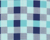 Happy Go Lucky by Bonnie and Camille for Moda - Check in Aqua and Navy- 1/2 Yard