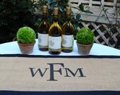 Custom Monogrammed Burlap Runner by  a southern bucket... Stunning and perfect for rustic elegant wedding or home decor.