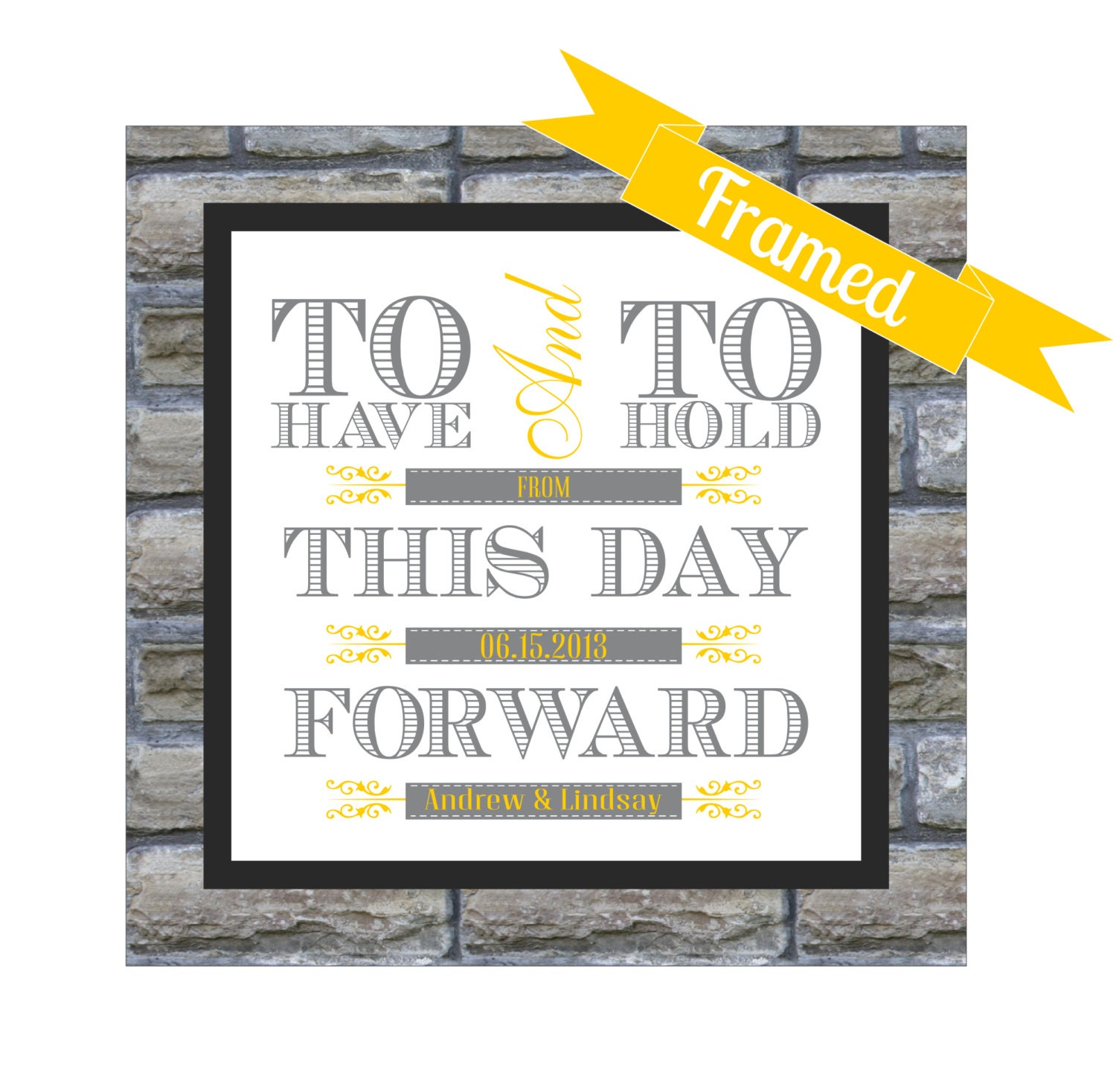 First Anniversary Gift - Paper Gift - Personalized  Wedding Vows Framed Print - To Have and To Hold - One Year Anniversary 1st Anniversary