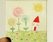 Small Original Acrylic Painting, Beautiful Big Flowers