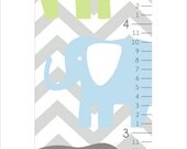 Elephant Growth Chart, children's art, wall art, nursery wall art, vinyl decal, canvas print, Brooks nursery
