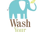 Elephant Children's Bathroom Wall Art, Children's Typography, Nursery wall art, Wall art for kids -8x10 print