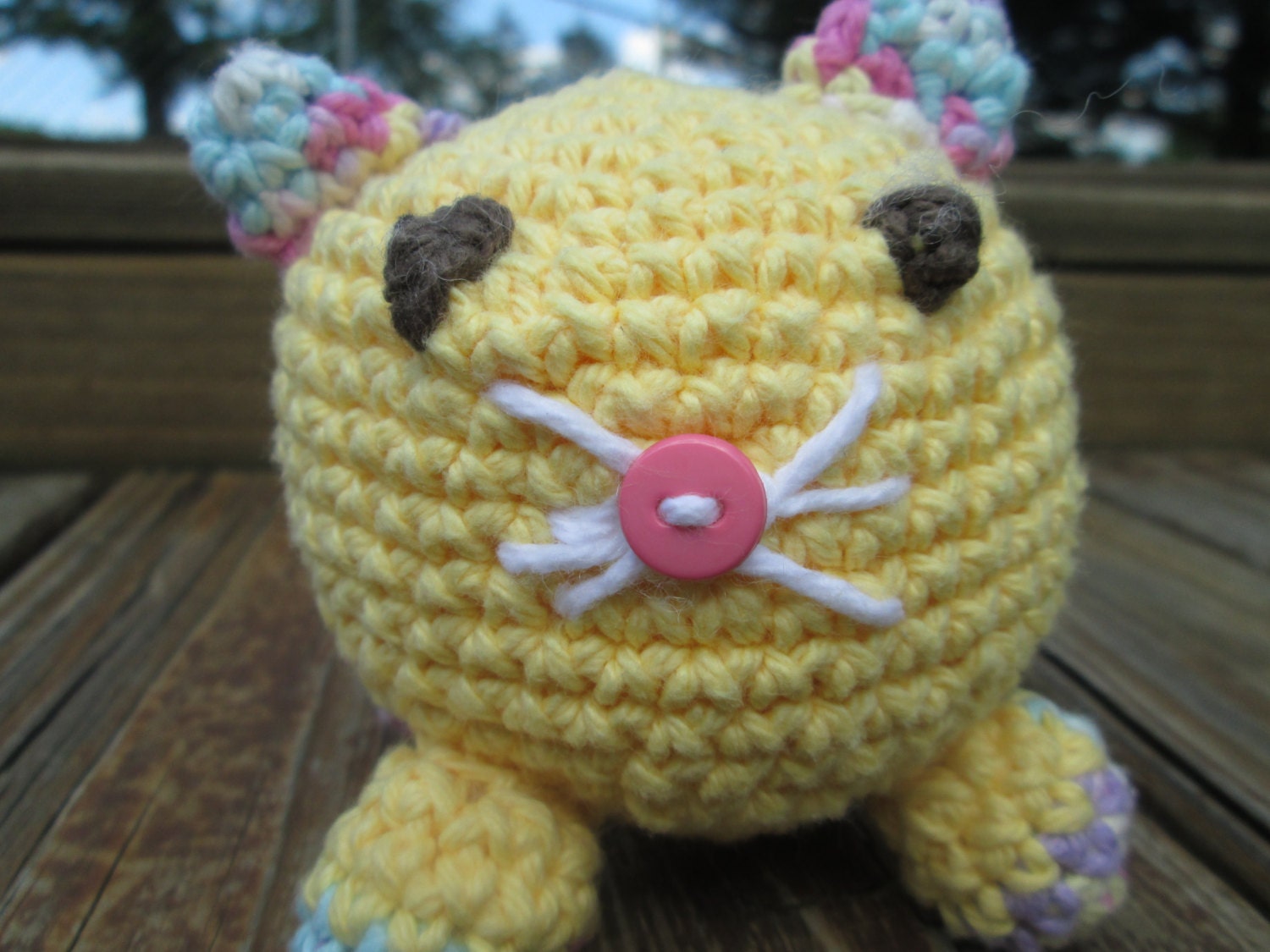 Crochet Kitty, roly poly kitty, little stuffed kitty, crochet cat, yellow cat