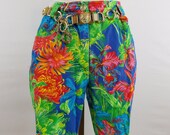 Vintage VERSACE FLORAL SKINNY  Pants Jeans Vintage Chic Revival  Size 40/4-6