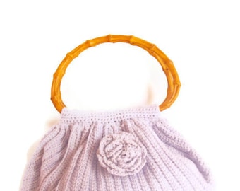Liliac color Crocheted Handbag afghan crochet soft bag spring fashion bag gift idea handknit fashion summer spring