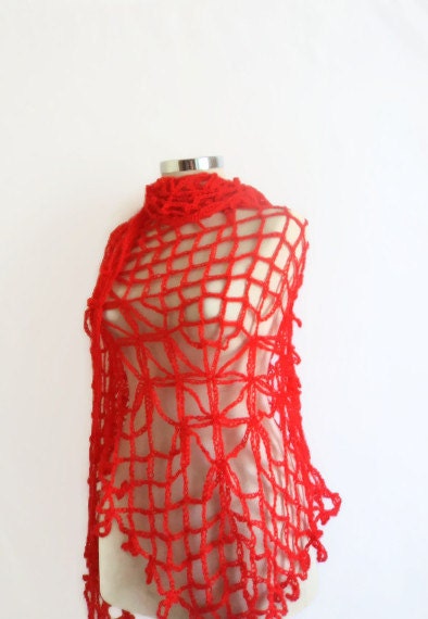 CROCHET SHAWL Red Triangle