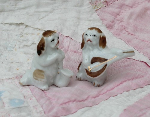 Precious Set of Two Dog Musicians