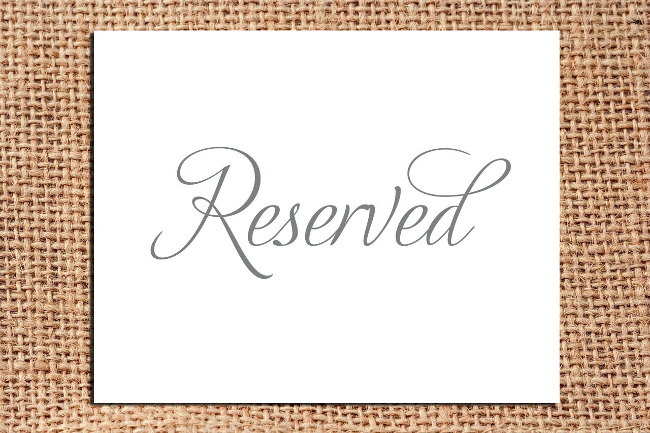 Reserved Sign - Wedding Reception Decor 8x10 Digital File