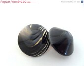Vintage Acrylic Earrings -  Black, Gray, Clear - Pierced