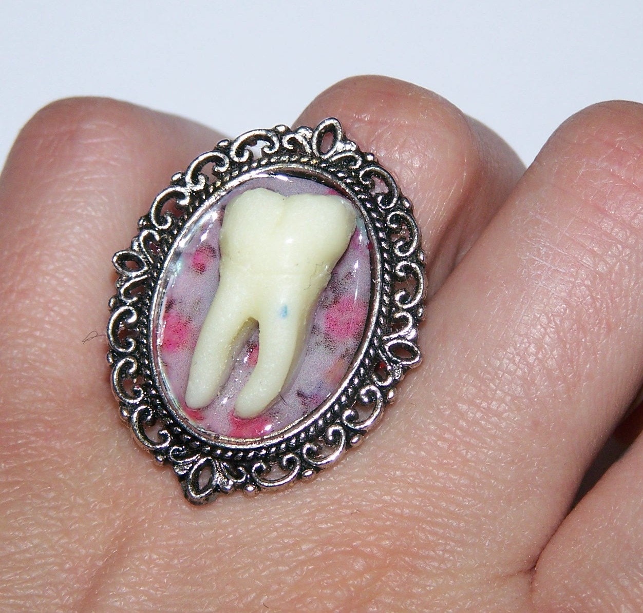 Human TOOTH cameo ring