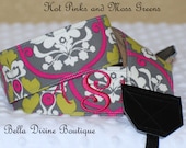 Custom personalized camera strap D/SLR Cannon Nikon pinks and moss greens