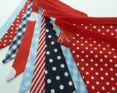 TRAIN party banner, lovely fabric flags in red, blue and navy.....