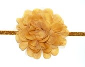 NEW 2013- Custom Xl Chiffon Flower on 3/8" Glitter Elastic - Valentine's, Spring 2013, Baby Shower, Gift