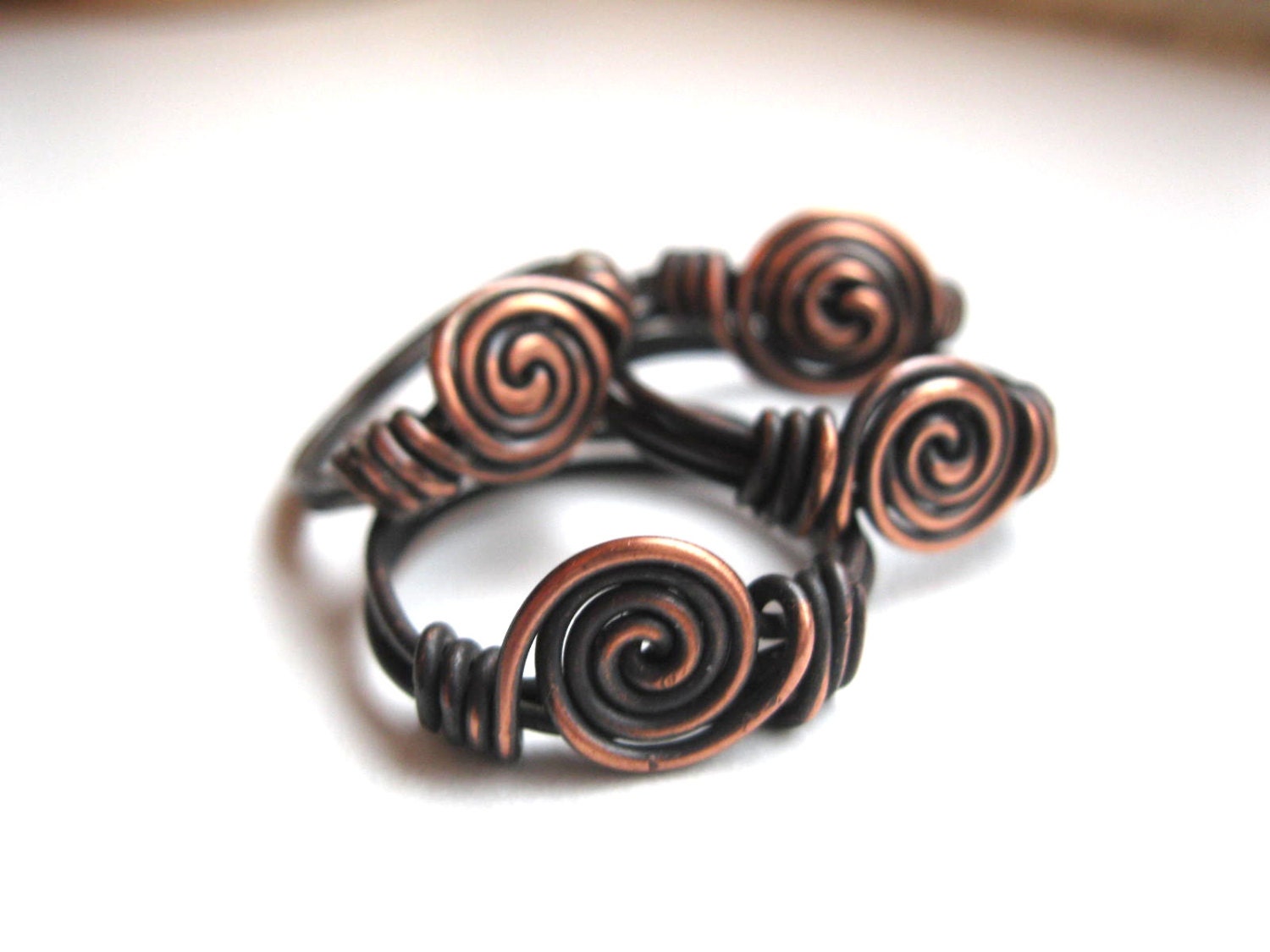 Wire Wrapped Rose Ring in Antique Copper or Tinned Copper. Spiral Promise Ring. Silver Celtic Rose Ring in Your Size.