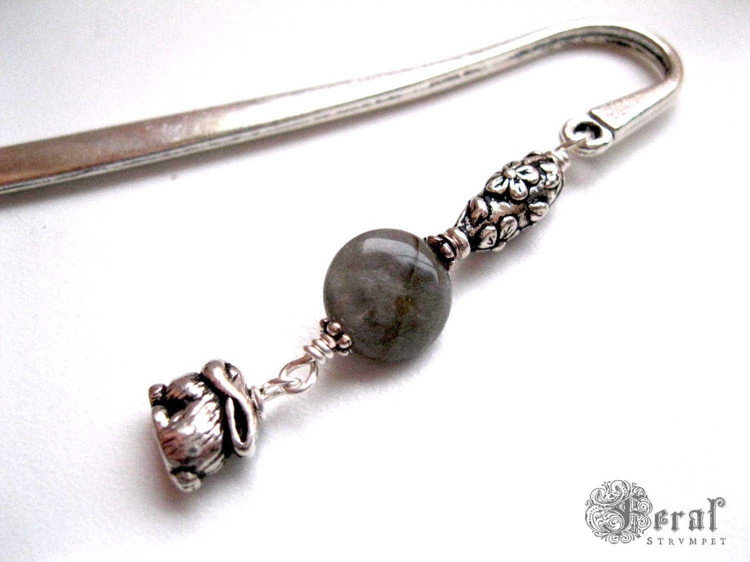 Hare and the Moon Hairstick and Grimoire Bookmark. Labradorite. Pagan Wicca Witch