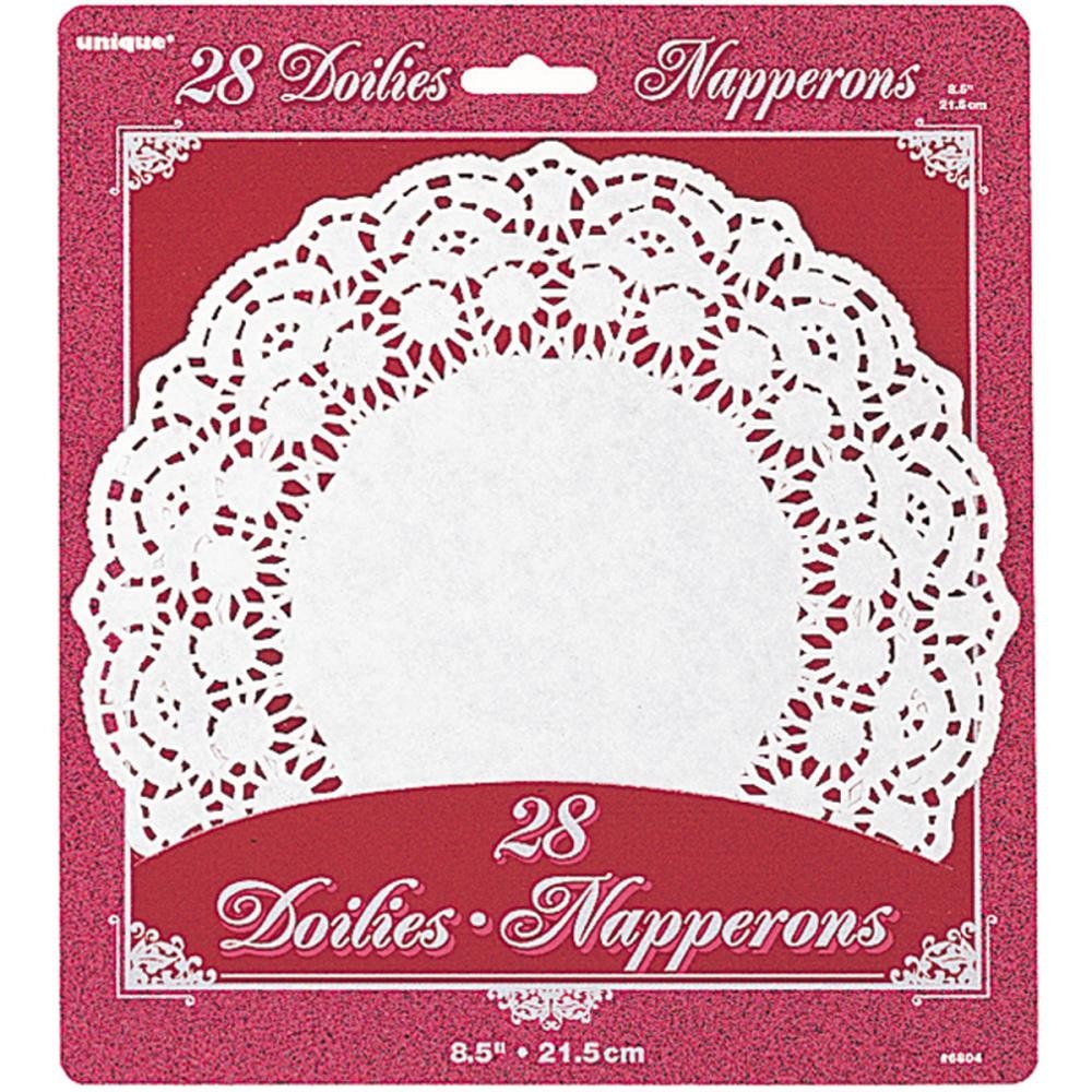 Paper Doilies (28 count) French Lace Round Paper Doilies - 8.5 inch white doily - 8.5" Medium - 6804