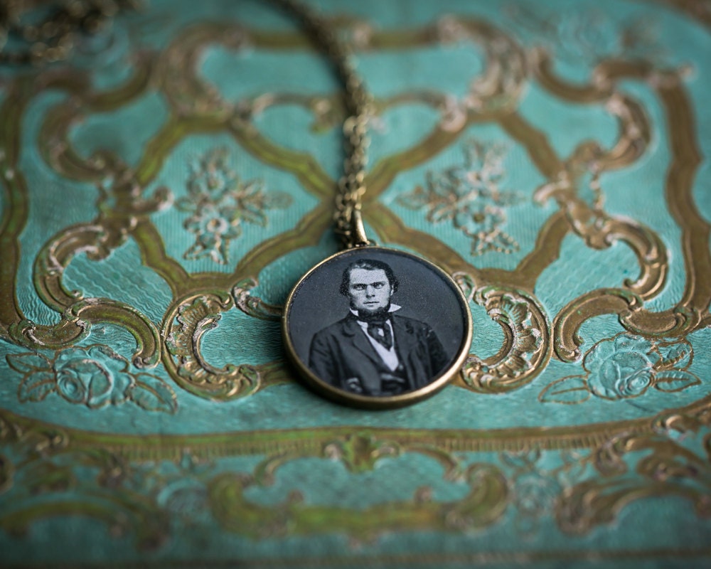 My Civil War Boyfriend - Abraham - Victorian Pendant - Steampunk Necklace- Glossy Resin Charm