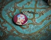 Victorian Phrenology Pendant - Vintage Human Anatomy Illustration - Glossy Resin Charm