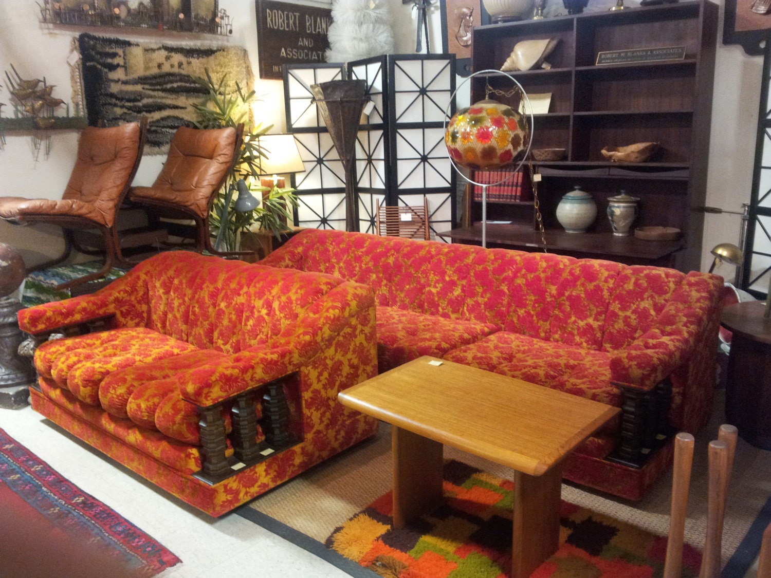 Fabulous Mid Century Sofa Loveseat Duo