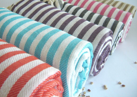 Natural Turkish Towel, Peshtemal, beach towel, bath towel, pareo, sarong, yoga, Spa, Turquoise color - TheAnatolian
