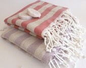 SALE, Turkish Towel, Peshtemal, Bath, Beach towel, Hammam towel, Spa Towel, yoga, Set of 2 towels,  For Moms, Lilac and Red