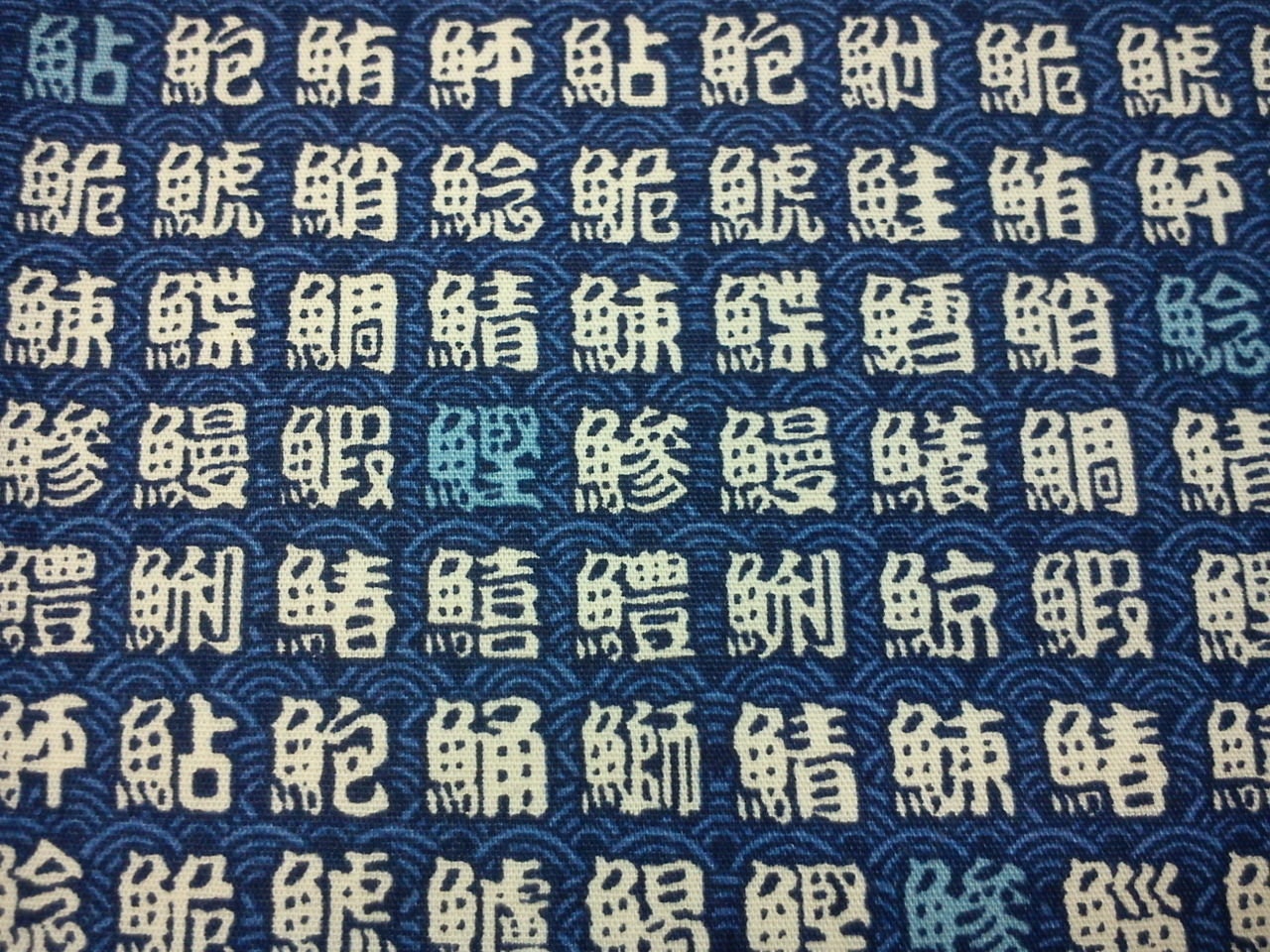 All Japanese fish names, blue, fat quarter, pure cotton fabric