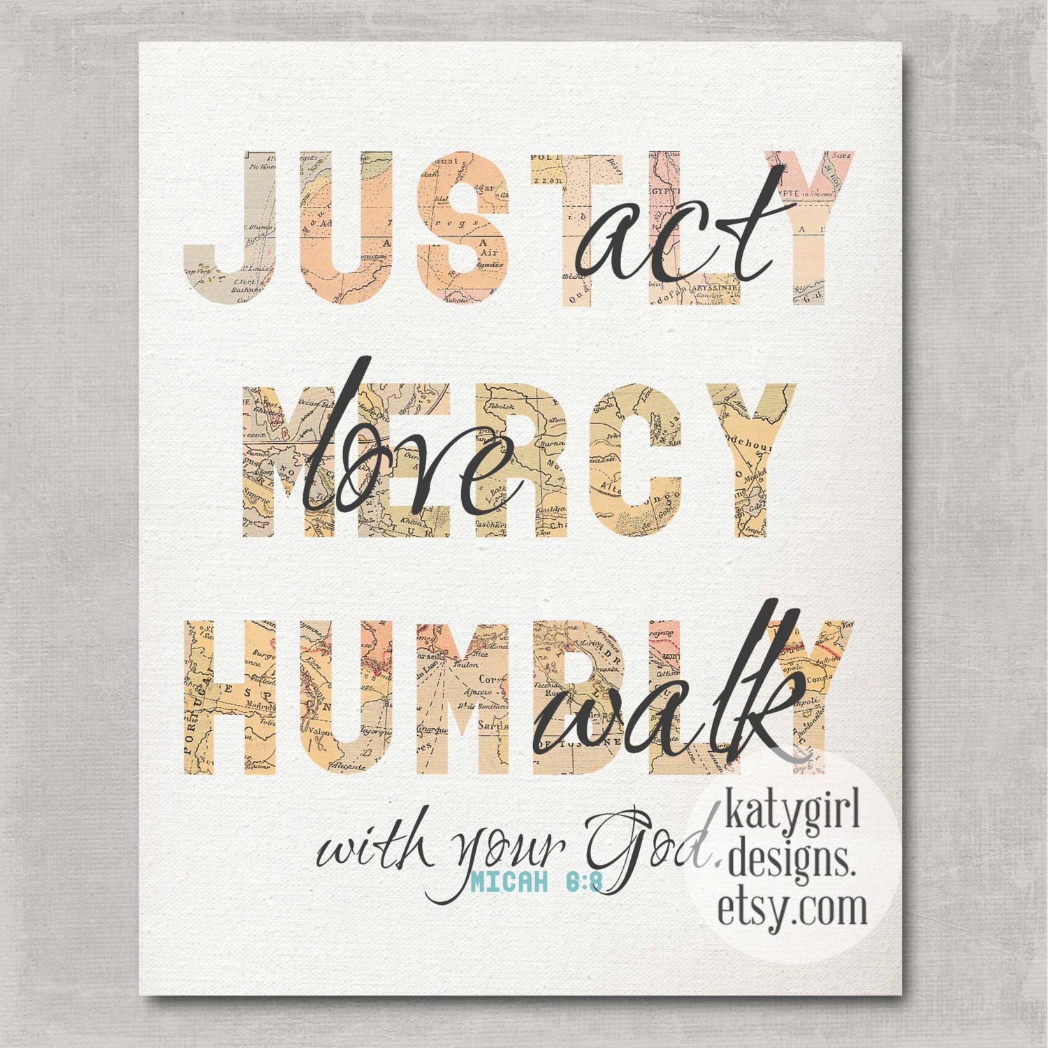 Micah 6:8 Map 8x10 Print - profits support Hope 4 Sudan