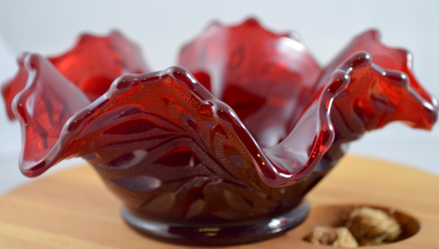 Red Westmoreland Glass Candy Dish / Candle Holder