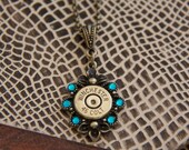 Bullet Jewelry-Winchester 45 Colt- Drop Pendant-Spent Casings- Brass Ammo-Swarovski