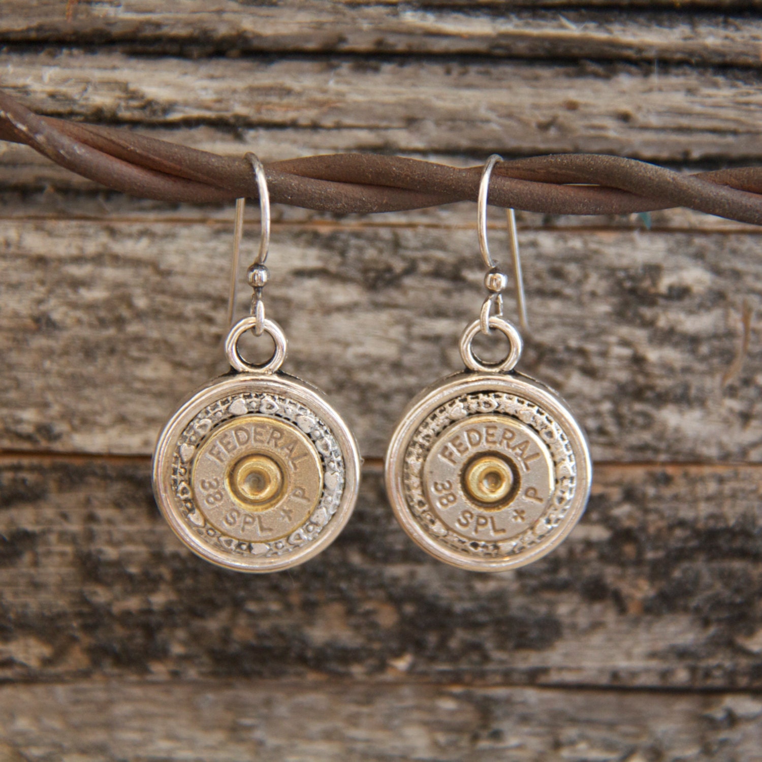 Bullet Casing Jewelry-Federal 38 Special P-Nickel Silver -Dangle Earrings-Ammo Jewelry-Caliber Jewelry