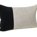 Natural Linen And Black Velvet Pillow. Color Block Decorative Pillow. Black Stripe Cushion. Lumbar Accent Pillow.