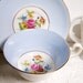 Powder Blue Vintage Teacup and Saucer with Flowers, Rosina Bone China, England