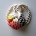 Silver, Coral & Yellow Monkey's Fist Knot - Small