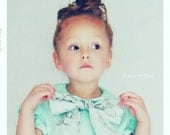 Girl Blouse: Minted Bow Peter Pan Collar Shirt in Mint and Butterfly or Navy and Polka Dots from the Autumn Winter 12 Collection