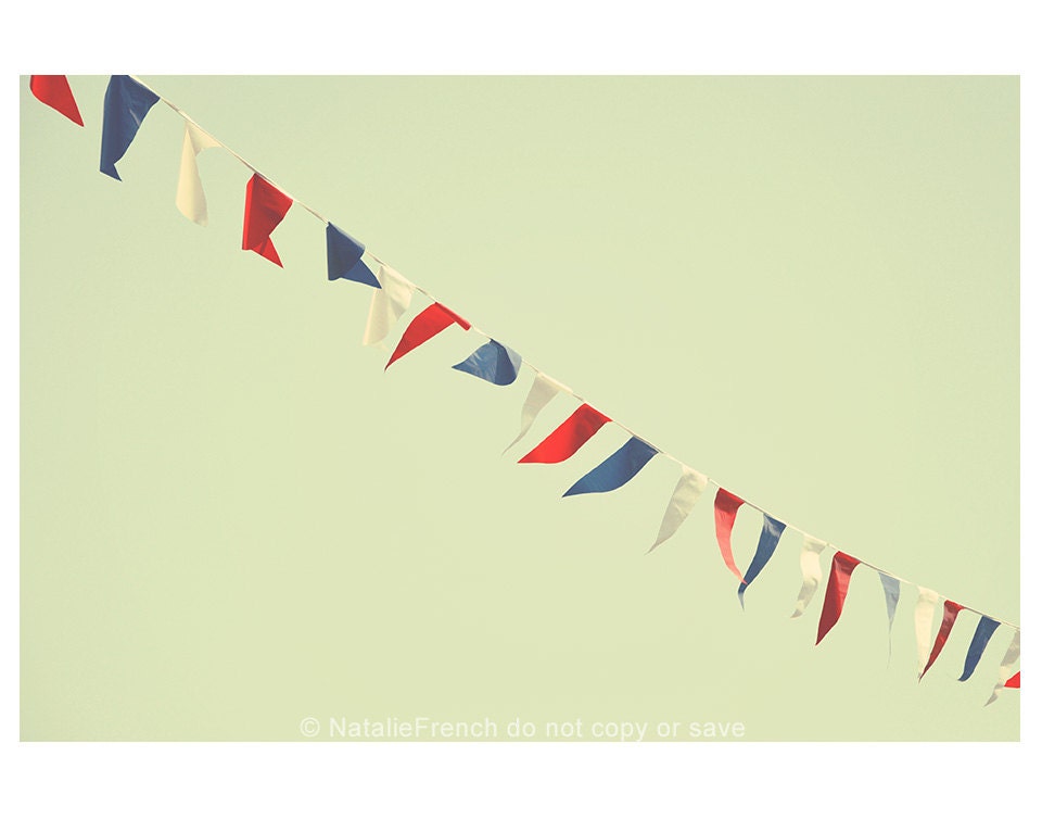 Bunting, Flags, Vintage, Summer, Nursery, Home decor, 7x5" Fine art Photography
