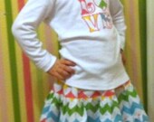 Girls Chevron Twirl Skirt  Tiered Skirt Chevron Stripe Pink Yellow Aqua Green Size 1-6