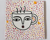 Cup Woman - Illustrated Ceramic Tile