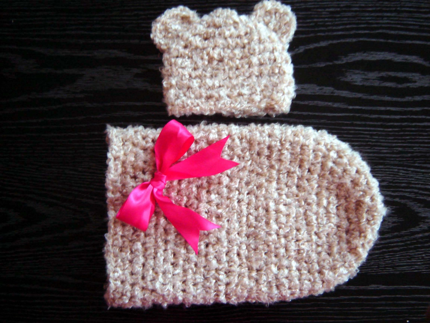 The Cream Bear Cocoon and a Beanie Set Photography prop
