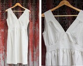 Vintage Cream and Blue Striped Dress