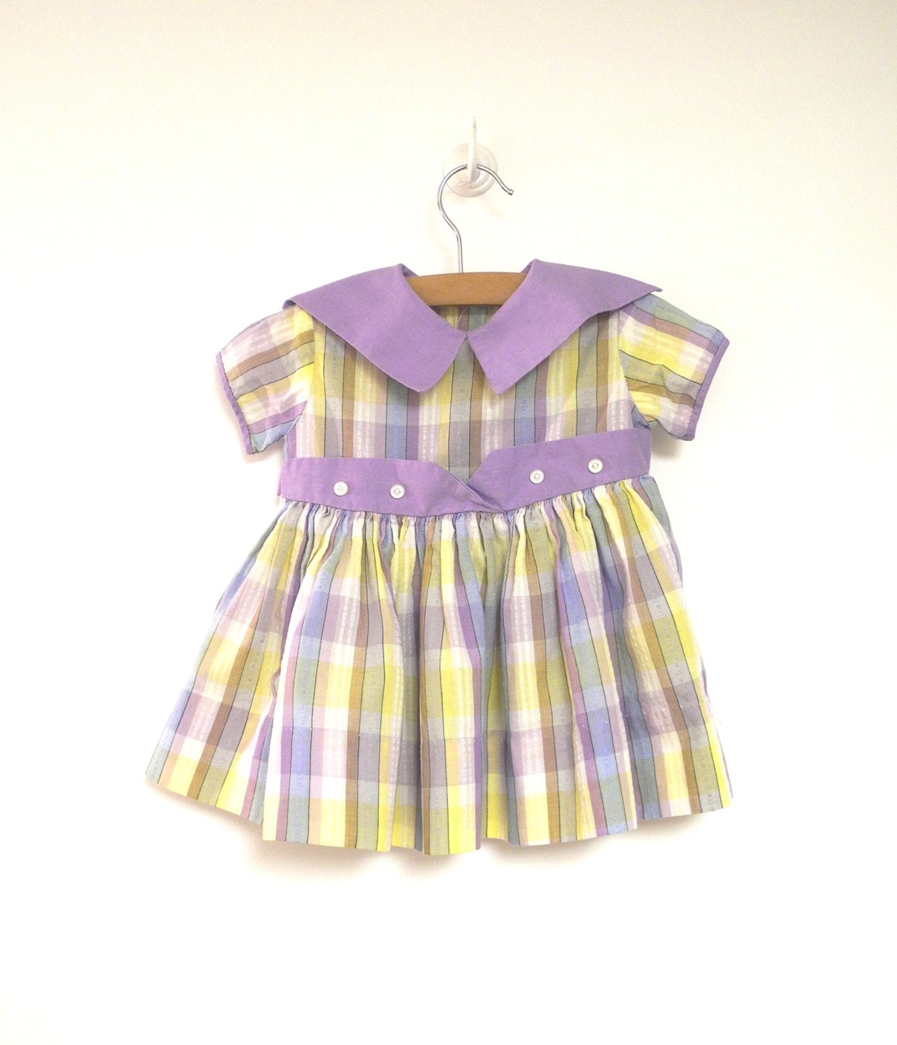 1950's Handmade Lavender Plaid Party Dress