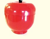 Vintage Ice Bucket, Handmade Upcycled Wine Cooler, Updated with Red Paint, Apple Ice Cooler
