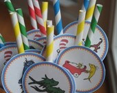 Dr Seuss Paper Straws with tags, set of 10