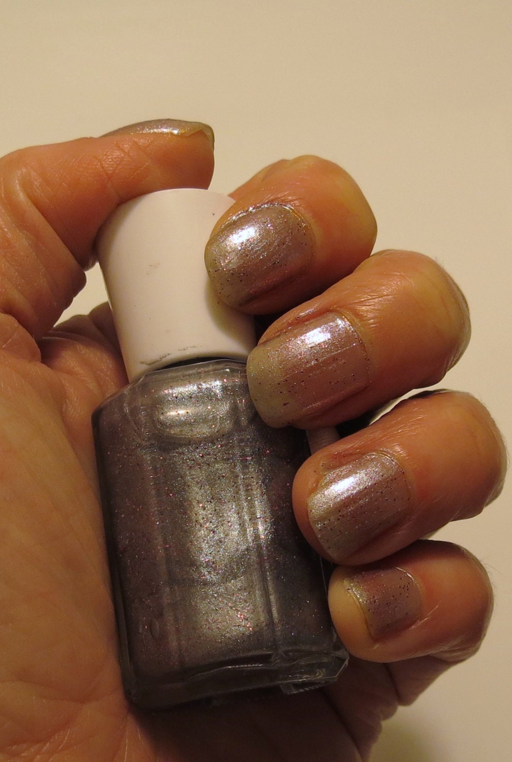 Silver Sparkle with Pink Glitter Nail Polish