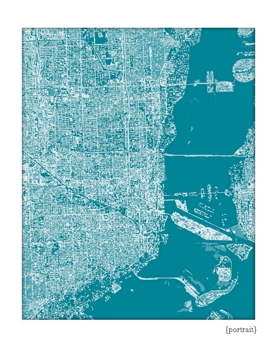 Miami Cityscape / Florida FIU Graphic City Map Art Print / Choose your color / 8x10 Digital Print / Wall Art Poster