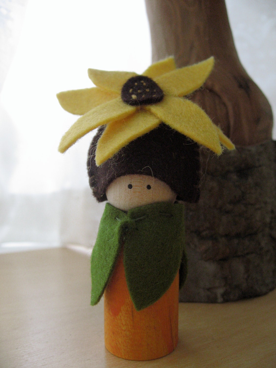 Sunflower peg doll