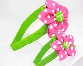 My Doll and Me Flower Headband Set/ Personalized American Girl doll Matching Flower Headband Set/ Customize your own headband Set.